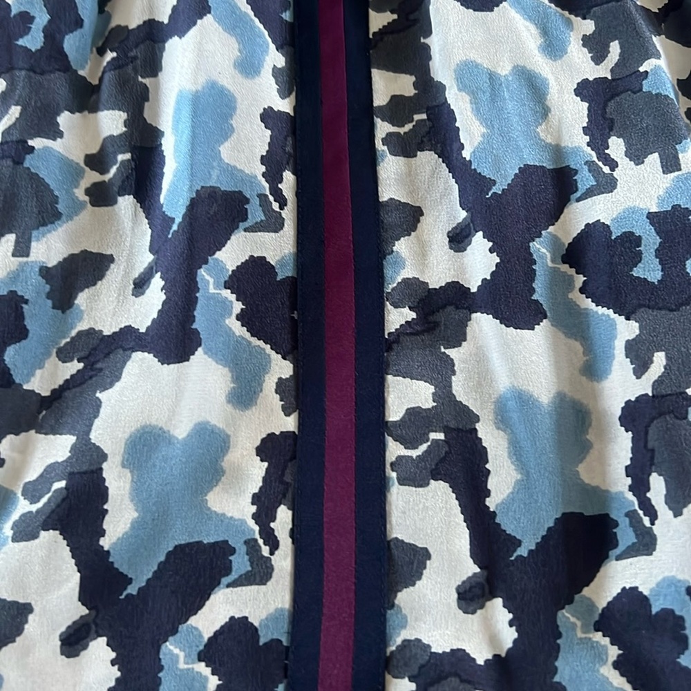 Blue flowy long sleeved blouse. Silk blend